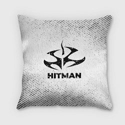 Подушка квадратная Hitman с потертостями на светлом фоне