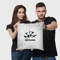 Подушка квадратная Hitman с потертостями на светлом фоне, цвет: 3D-принт — фото 2