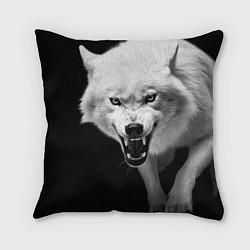 Подушка квадратная Агрессивный белый волк