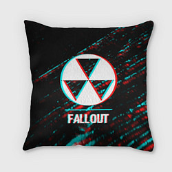 Подушка квадратная Fallout в стиле glitch и баги графики на темном фо
