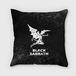 Подушка квадратная Black Sabbath с потертостями на темном фоне