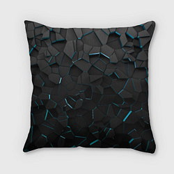 Подушка квадратная Плиты с синей неоновой подсветкой, цвет: 3D-принт