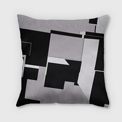 Подушка квадратная Белые и чёрные кубы в геометрии, цвет: 3D-принт