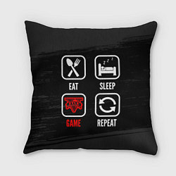 Подушка квадратная Eat, sleep, GTA, repeat