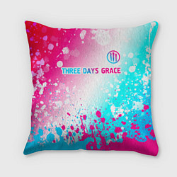 Подушка квадратная Three Days Grace neon gradient style: символ сверх
