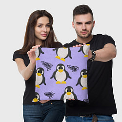 Подушка квадратная Пингвин и веточка, цвет: 3D-принт — фото 2