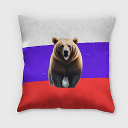 Подушка квадратная Медведь на флаге