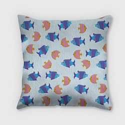 Подушка квадратная Паттерн из двух ярких рыбок, цвет: 3D-принт