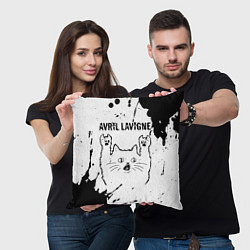 Подушка квадратная Avril Lavigne рок кот на светлом фоне, цвет: 3D-принт — фото 2