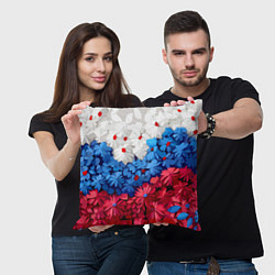 Подушка квадратная Флаг РФ из цветов, цвет: 3D-принт — фото 2