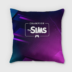 Подушка квадратная The Sims gaming champion: рамка с лого и джойстико