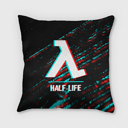 Подушка квадратная Half-Life в стиле glitch и баги графики на темном