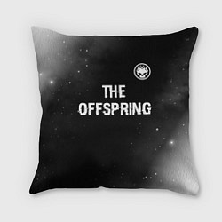 Подушка квадратная The Offspring glitch на темном фоне: символ сверху