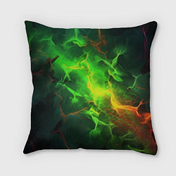 Подушка квадратная Зеленое свечение молния, цвет: 3D-принт