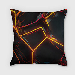 Подушка квадратная Неон на черном фоне, цвет: 3D-принт