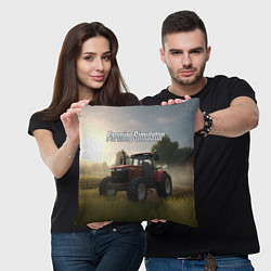 Подушка квадратная Farming Simulator - Красный трактор, цвет: 3D-принт — фото 2