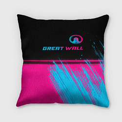 Подушка квадратная Great Wall - neon gradient: символ сверху, цвет: 3D-принт