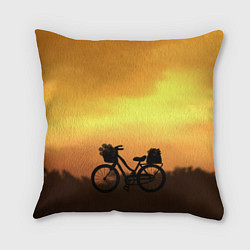 Подушка квадратная Велосипед на закате, цвет: 3D-принт
