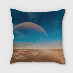 Подушка квадратная Пустыня и очертания планеты, цвет: 3D-принт