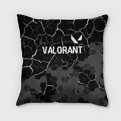 Подушка квадратная Valorant glitch на темном фоне: символ сверху
