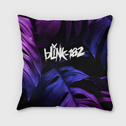 Подушка квадратная Blink 182 neon monstera, цвет: 3D-принт