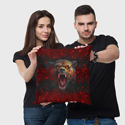 Подушка квадратная Злой медведь, цвет: 3D-принт — фото 2