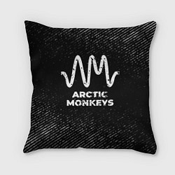 Подушка квадратная Arctic Monkeys с потертостями на темном фоне