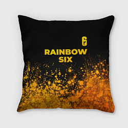 Подушка квадратная Rainbow Six - gold gradient: символ сверху