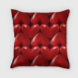 Подушка квадратная Red hearts, цвет: 3D-принт