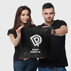 Подушка квадратная Deep Purple с потертостями на темном фоне, цвет: 3D-принт — фото 2