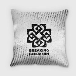 Подушка квадратная Breaking Benjamin с потертостями на светлом фоне