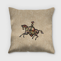 Подушка квадратная Ретро девушка на лошади и винтажные цветы