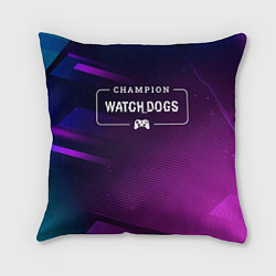 Подушка квадратная Watch Dogs gaming champion: рамка с лого и джойсти