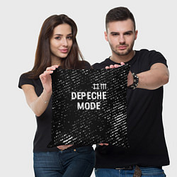 Подушка квадратная Depeche Mode glitch на темном фоне: символ сверху, цвет: 3D-принт — фото 2