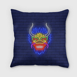 Подушка квадратная Неоновый японский дракон, цвет: 3D-принт