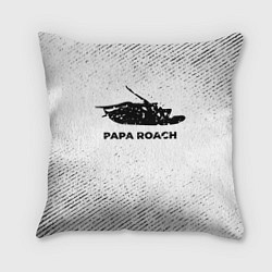 Подушка квадратная Papa Roach с потертостями на светлом фоне