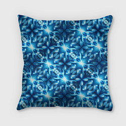 Подушка квадратная Светящиеся голубые цветы