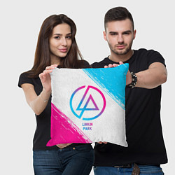 Подушка квадратная Linkin Park neon gradient style, цвет: 3D-принт — фото 2