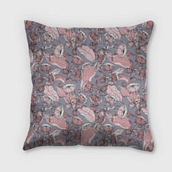 Подушка квадратная Нежный цветочный принт, листья, цвет: 3D-принт