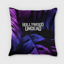 Подушка квадратная Hollywood Undead neon monstera