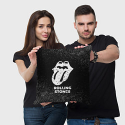 Подушка квадратная Rolling Stones с потертостями на темном фоне, цвет: 3D-принт — фото 2