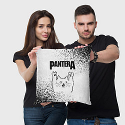 Подушка квадратная Pantera рок кот на светлом фоне, цвет: 3D-принт — фото 2