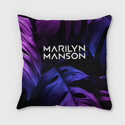 Подушка квадратная Marilyn Manson neon monstera, цвет: 3D-принт