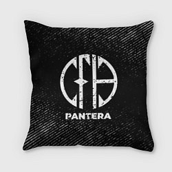 Подушка квадратная Pantera с потертостями на темном фоне
