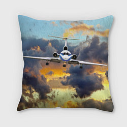 Подушка квадратная Ту-154 Суровый закат, цвет: 3D-принт