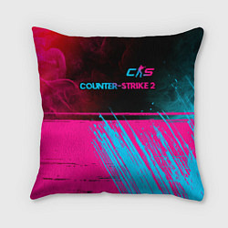 Подушка квадратная Counter-Strike 2 - neon gradient: символ сверху