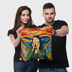 Подушка квадратная Мона Лиза в стиле картины Крик, цвет: 3D-принт — фото 2