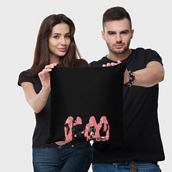Подушка квадратная Black pink на черном, цвет: 3D-принт — фото 2