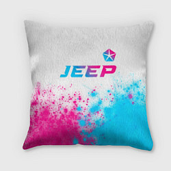 Подушка квадратная Jeep neon gradient style: символ сверху