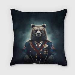 Подушка квадратная Русский медведь от нейросети